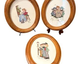 Three 10.5 x12.5  Cross Stitch Hummel Oval Pictures