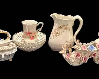 Victorian Style Trinket Box, Pitcher,  More