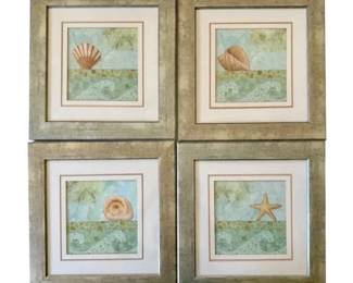 Four Silver Framed Coastal Prints