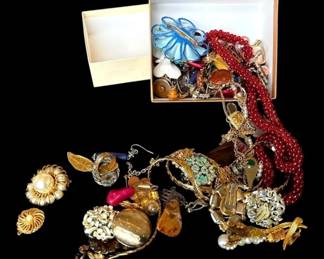 Small Box Of Broken And Mixed Matched Jewelry