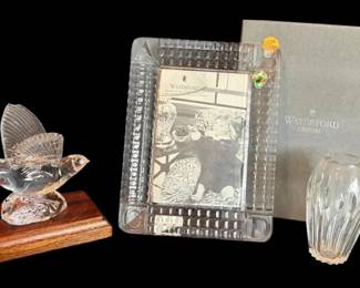 Waterford Crystal Alphabet Picture Frame, Bird Figurine,  Vase