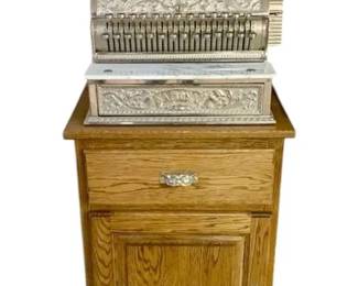 NCR Antique Brass Cash Register w Stand  Glass Logo