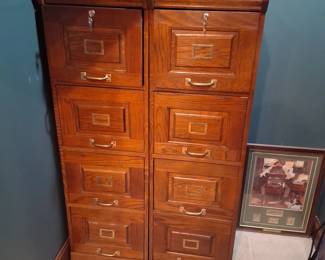 Pair of 4-drawer oak filing cabinets