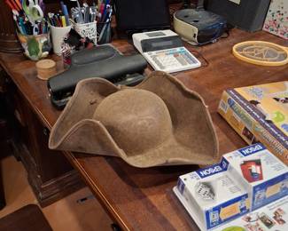 weathered brown pirate tricorn hat