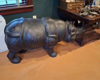 4' Resin Rhinoceros with leather ears