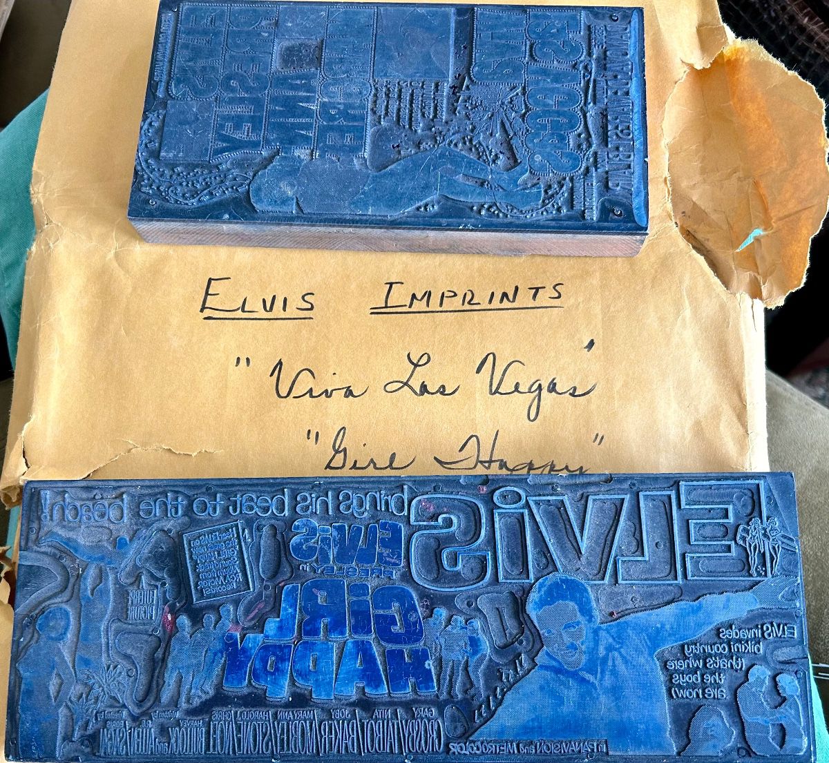 Vintage collectible printing plates for Elvis Presley films Viva Las Vegas and Girl Happy