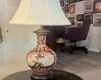 vintage Asian porcelain vase lamp