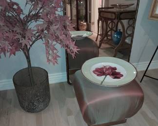 Designer poof and mirror