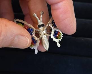 Articulated Beaded Butterfly Brooch third image