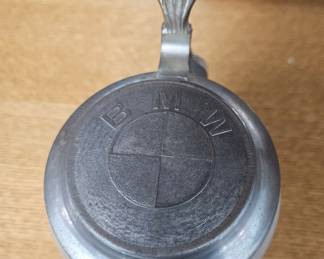 Munich Ceramic Beer Stein with BMW Lid and Pewter Handle