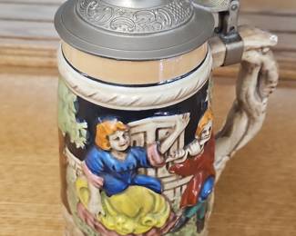 Vintage Musical German Beer Stein with Pewter Lid