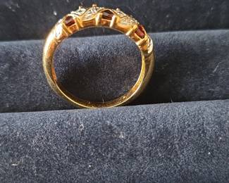 Womens Garnet and White Stone Crossover Ring second image