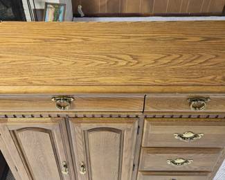 Vintage Oak Dresser with Cabinet Doors by Bassett Furniture second image
