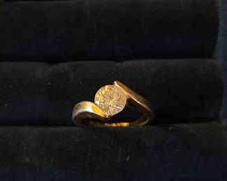 GoldTone Bypass Ring with Cubic Zirconia
