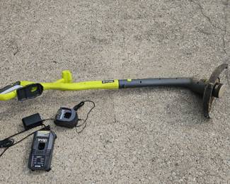 Ryobi V Cordless String Trimmer with Charger and Power Adapter