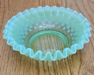 Opalescent Hobnail Glass Ruffled Bowl  Fenton