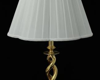 Brass Twisted Column Table Lamp with Pleated Empire Shade