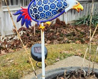 American Flag Eagle Solar Garden Stake Light