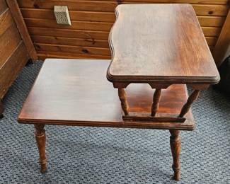 Vintage MidCentury Maple TwoTiered Step Side Table second image