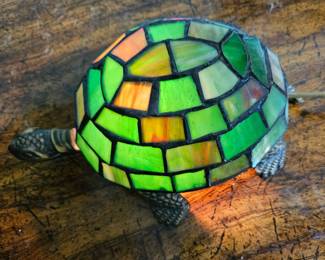 Tiffany Style Stained Glass Turtle Lamp