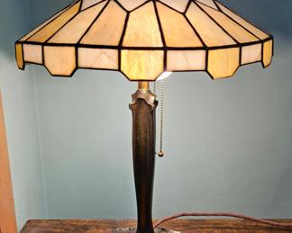 Vintage Tiffany Style Stained Glass Table Lamp