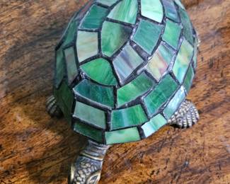 Tiffany Style Stained Glass Turtle Lamp