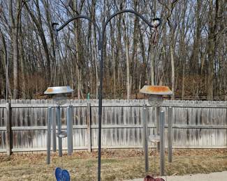 Decorative Metal Wind Chimes with Glass Orb and Heart Accents