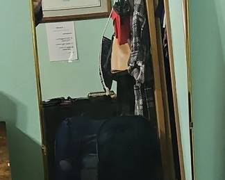 MidCentury Modern Arch Top Full Length Mirror with Brass Frame