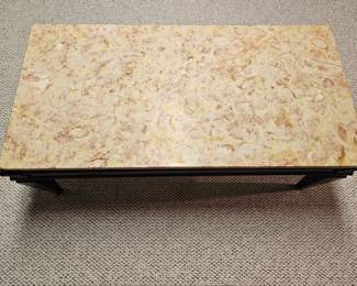 Travertine Top Mahogany Coffee Table