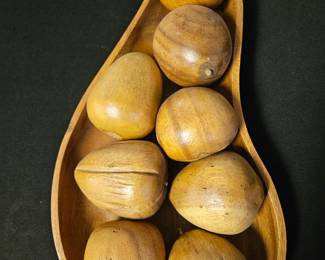 Set of Wooden Acorns Decorative Objects