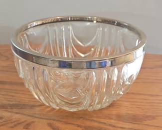 Vintage Cut Crystal Bowl with Silver Plated Rim - Gales of Sheffield