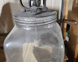 Antique Dazey No. Glass Butter Churn with Metal Lid and Crank second image