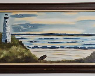 Seascape with Lighthouse by Evelyn Chapman