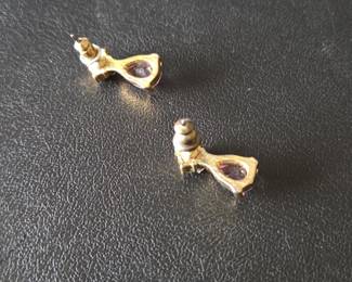 Pink Pear Cut Stone and Pave Set Crystal Earrings second image