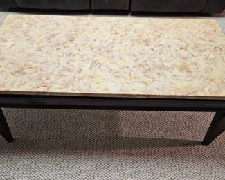 Travertine Top Mahogany Coffee Table