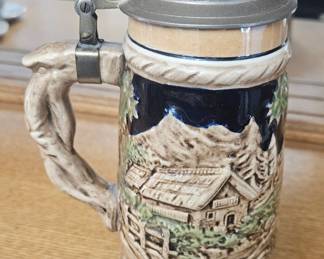 Vintage Musical German Beer Stein with Pewter Lid