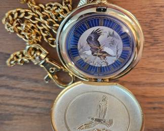 Gilt Bronze Eagle with Fish Under Glass Dome