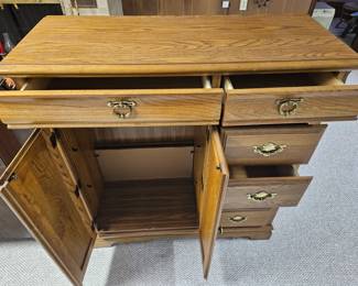 Vintage Oak Dresser with Cabinet Doors by Bassett Furniture third image