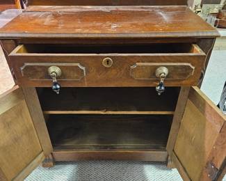 Antique Victorian Oak Washstand Cabinet second image