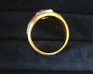 Mens TwoTone Ring with Cubic Zirconia and Textured Band second image