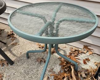 Round Glass Top Patio Side Table