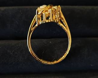 Vintage Uncas Opal and Cubic Zirconia Ring second image