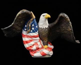 Ceramic Bald Eagle with American Flag Figurine