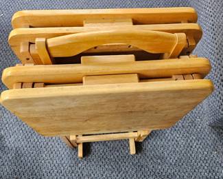 Wooden TV Tray Table Set second image