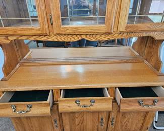 Oak China Cabinet with Glass Doors second image