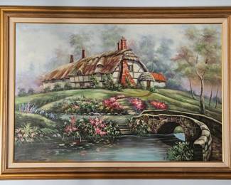 Oil Painting of a Thatched Cottage by Carl Valente