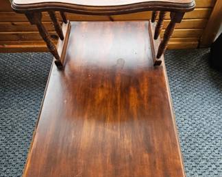 Vintage MidCentury Maple TwoTiered Step Side Table