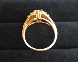 Gold Plated Oval Red Stone Ring with Accent Stones second image