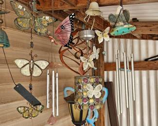 Assorted Butterfly Themed Wind Chimes and Lantern