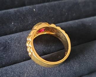 Gold Plated Ring with Synthetic Ruby second image